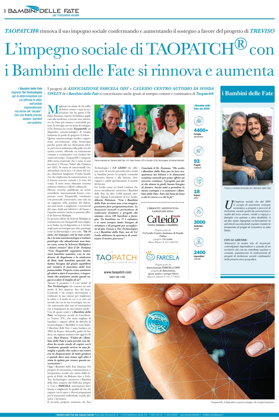 L'impegno sociale di Taopatch® con I Bambini delle Fate